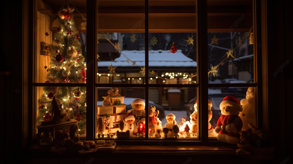 Ventana con luces de navidad